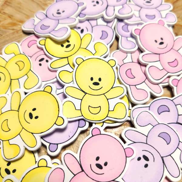 Orsetti di Legno Colorati – Decorazioni per Bomboniere Nascita, Baby Shower e Battesimo